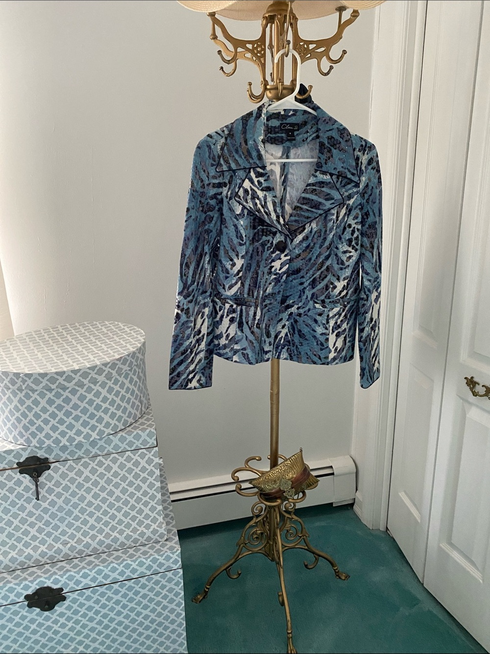 Clara S. Blue Patterned Women's Blazer